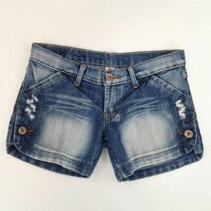 Mori Jeans Junior Womens Jean Short Shorts Distressed Fade Detail Size Large
